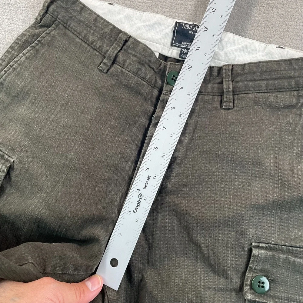 Todd Snyder Cargo Pants Men 28x31 Olive Green Twill Minimalist Military Designer
